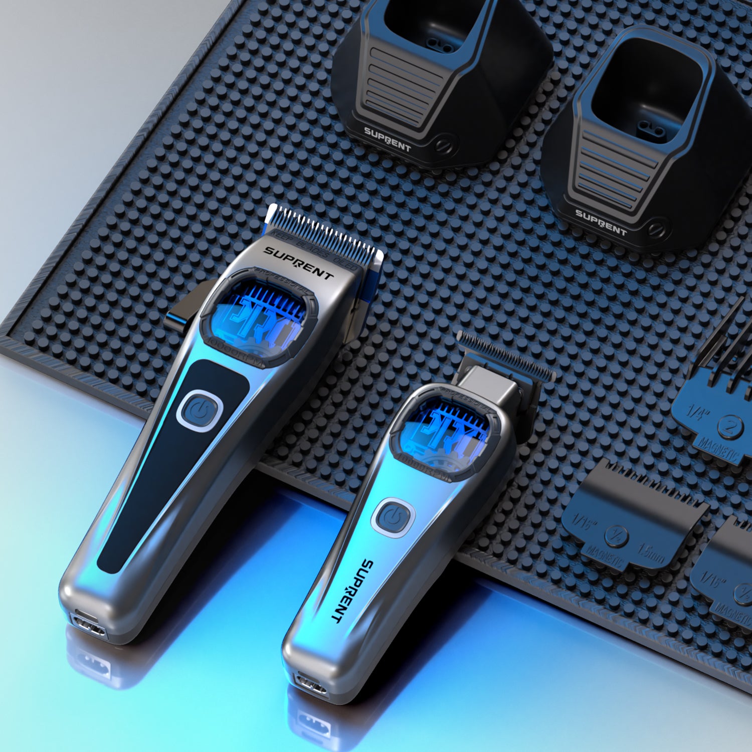 SUPRENT HC586TX StormGray clipper trimmer set in lifestyle display