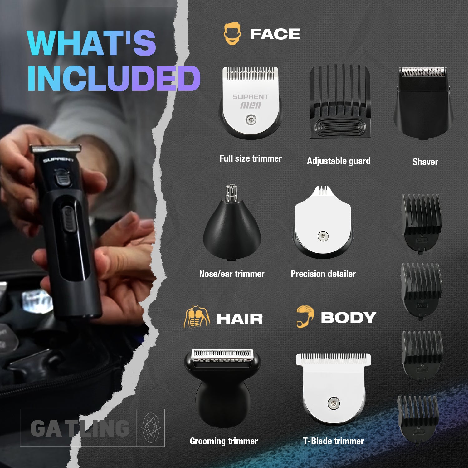 Kit de toilettage 16-en-1 Gatling-GK215BX