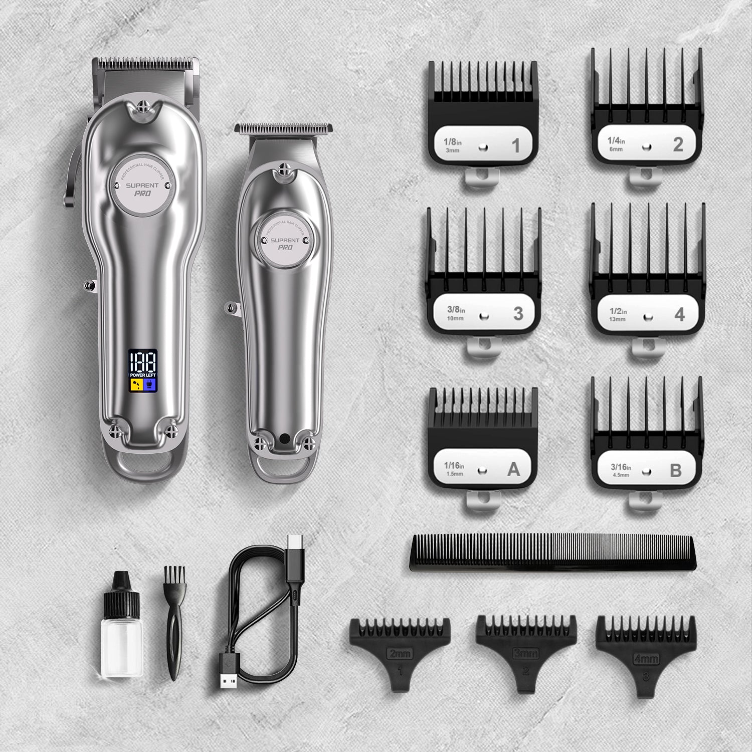 SUPRENT HC596SX Silver Knight | 6000 RPM Clipper & Trimmer Combo Set